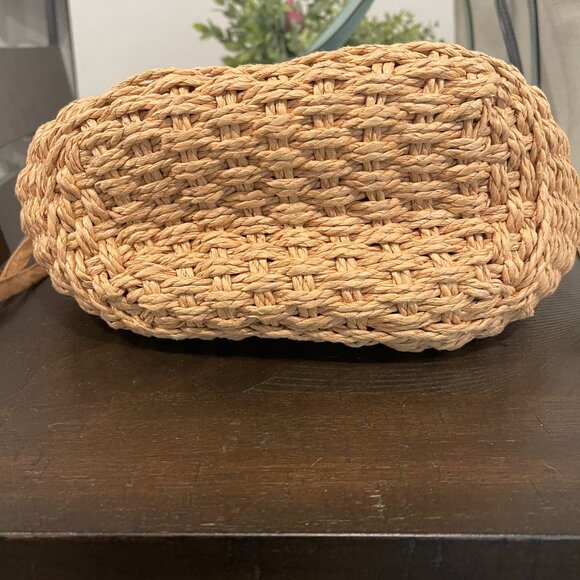 Straw Drawstring Mini Bucket Handbag - Picture 3 of 7